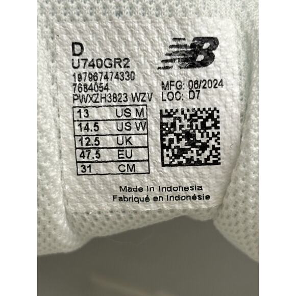 New Balance 740 LIFESTYLE U740GR2 Men's NEW Casual Shoe White/Green US Size 13 - Picture 10 of 11